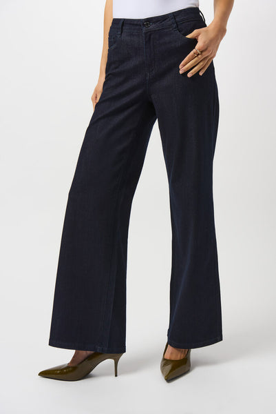 Joseph Ribkoff 'Goldie' Classic Wide-Leg Stretch Jeans - Dark Denim Blue