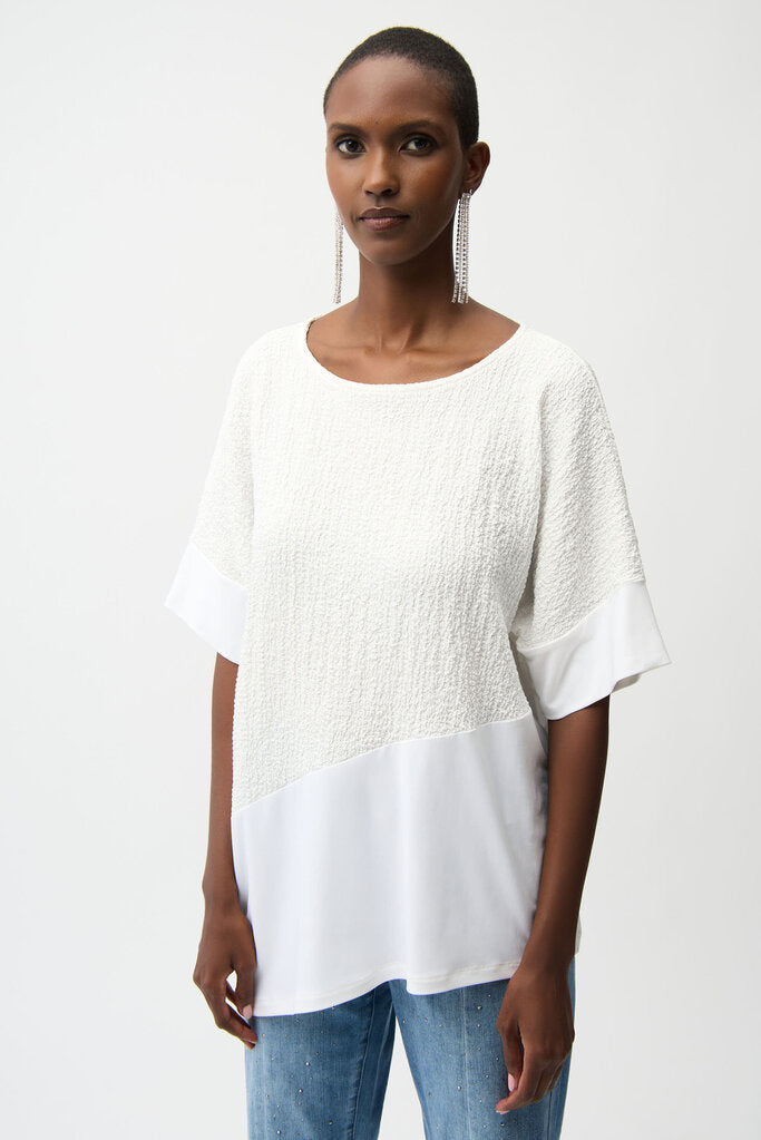 Joseph Ribkoff 261280 Seersucker Asymmetrical Top