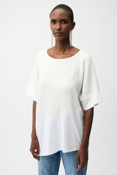 Joseph Ribkoff 261280 Seersucker Asymmetrical Top