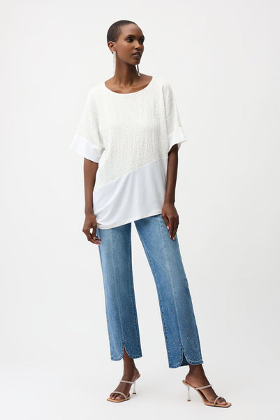 Joseph Ribkoff 261280 Seersucker Asymmetrical Top