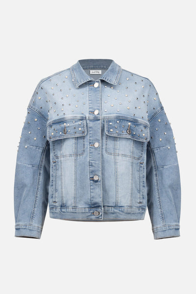 Joseph Ribkoff 261946 Denim Jacket with Pearls and Studs