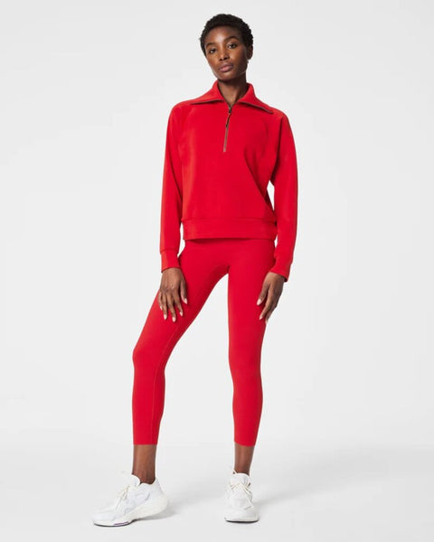 Spanx AirEssentials Half Zip Sweatshirt - Red
