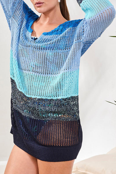 Tribal Crochet Cover Up Dress - Aquatic