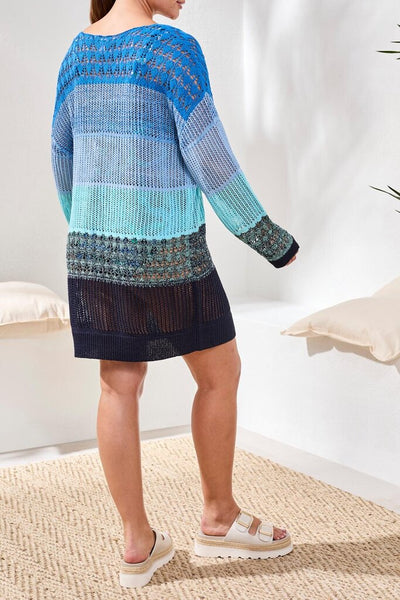 Tribal Crochet Cover Up Dress - Aquatic