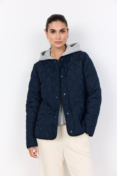 Soyaconcept 'Fenya' Quilted Jacket with Hood - Navy
