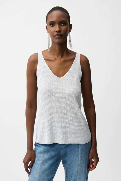 Joseph Ribkoff 252915 Metallic Knit Camisole - Vanilla