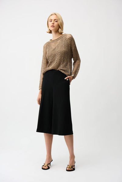Joseph Ribkoff 261915 Sequin Yarn Sweater Top - Tiger's Eye