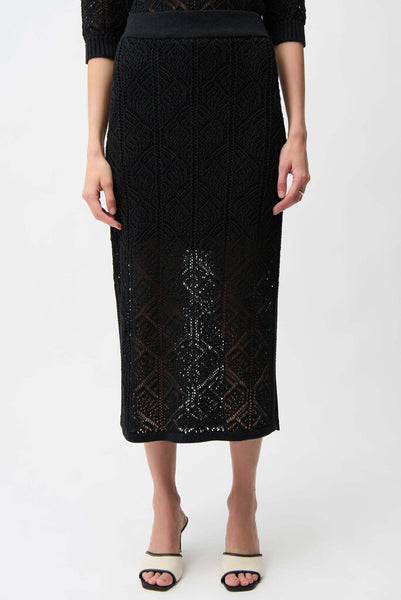 Joseph Ribkoff 261928 Open Stich Pencil Skirt - Black
