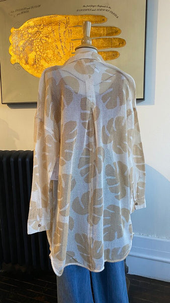 Tribal Cover Up Dress with Leaf Pattern - Canvas