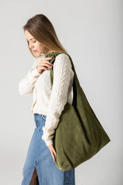 RISA Knot Tote - Olive Suede