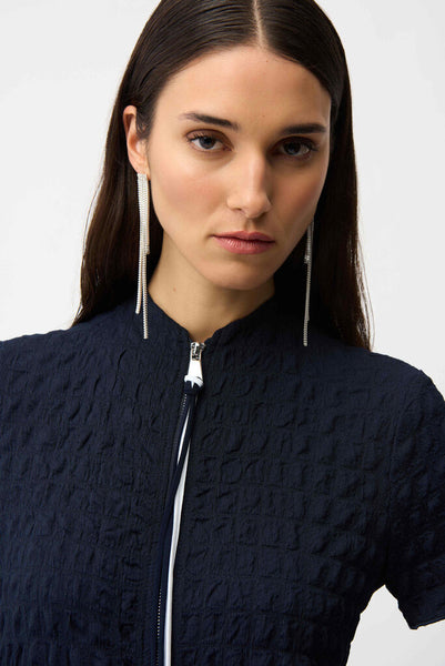 Joseph Ribkoff 261064 Textured Knit Cocoon Dress With Front Zipper