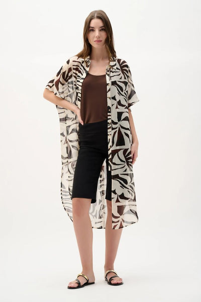 Joseph Ribkoff 262949 Chiffon Tropical Print Straight Blouse