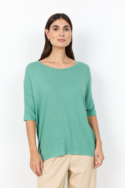 Soyaconcept 'Biara' Short Sleeve Top - Frosty Spruce Melange
