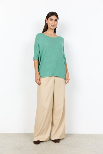 Soyaconcept 'Biara' Short Sleeve Top - Frosty Spruce Melange