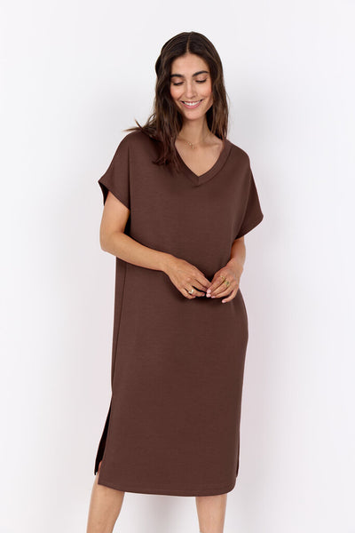 Soyaconcept 'Banu' V-Neck Short Sleeve Dress - Hot Fudge