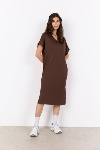 Soyaconcept 'Banu' V-Neck Short Sleeve Dress - Hot Fudge