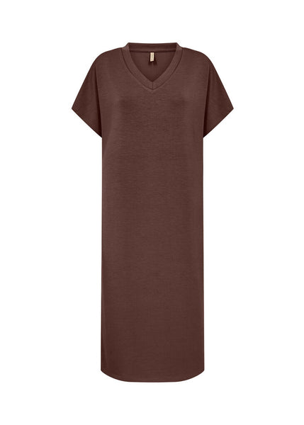 Soyaconcept 'Banu' V-Neck Short Sleeve Dress - Hot Fudge