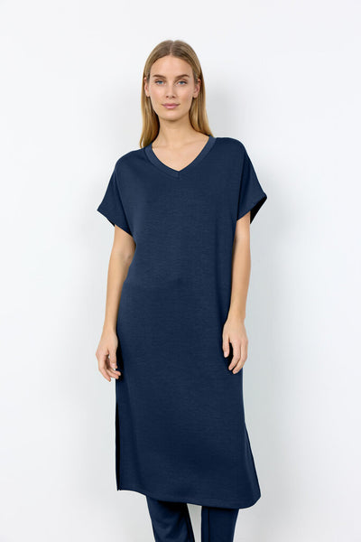 Soyaconcept 'Banu' V-Neck Short Sleeve Dress - Navy
