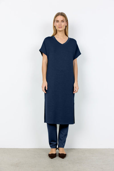 Soyaconcept 'Banu' V-Neck Short Sleeve Dress - Navy