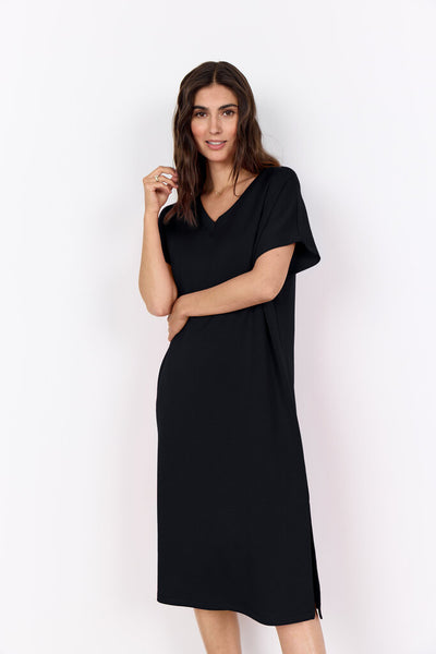 Soyaconcept 'Banu' V-Neck Short Sleeve Dress - Black