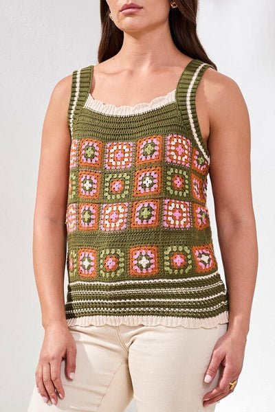 Tribal Wide Strap Crochet Cami
