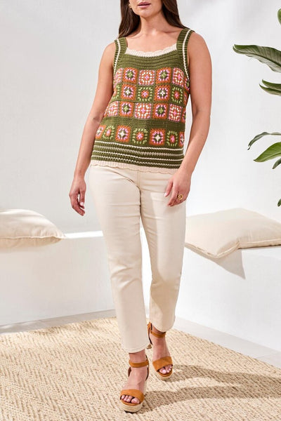 Tribal Wide Strap Crochet Cami