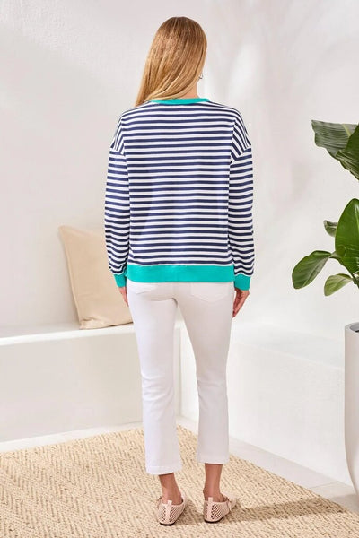 Tribal Striped French Terry Crew Neck