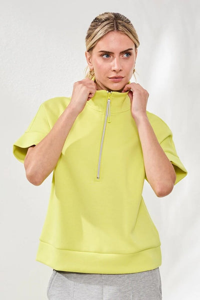 Tribal Techno Lux Mock Neck Zip Top