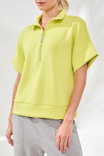 Tribal Techno Lux Mock Neck Zip Top