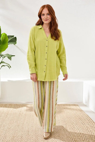 Tribal Crinkled Gauze Button Up Shirt