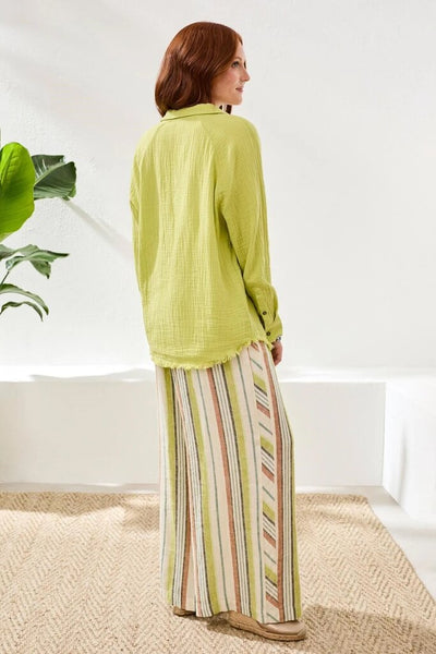 Tribal Crinkled Gauze Button Up Shirt