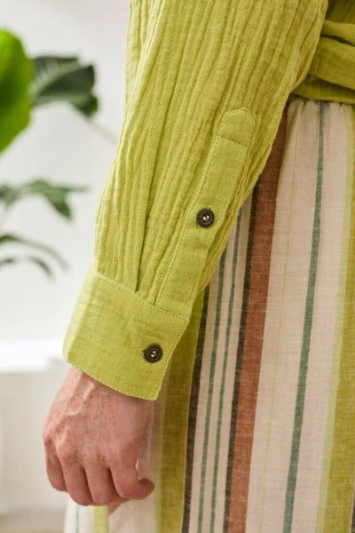 Tribal Crinkled Gauze Button Up Shirt