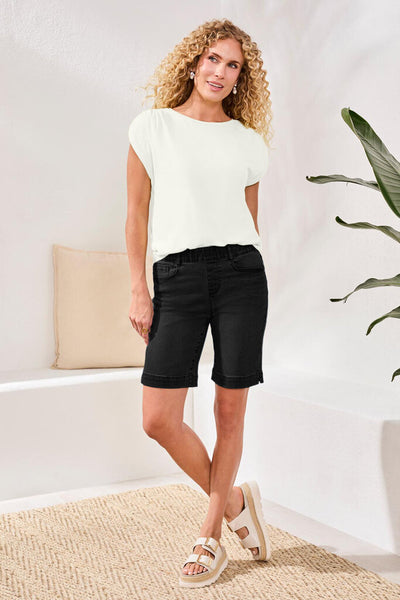 Tribal 'Audrey' Pull-On Bermuda Shorts - Black