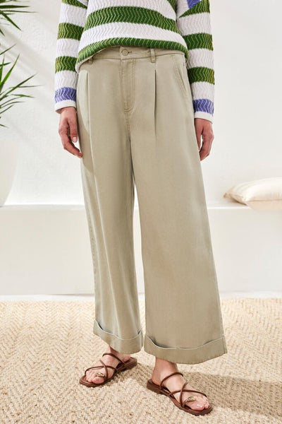 Tribal 'Brooke' Pleated Wide Leg Cuffed Trousers