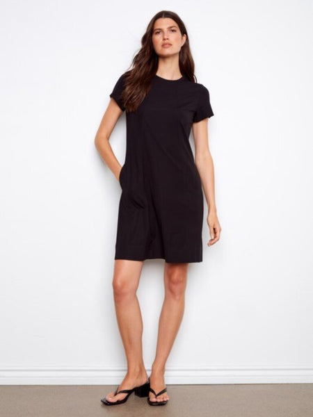 Charlie B Knee Length Short Sleeve Dress - Black