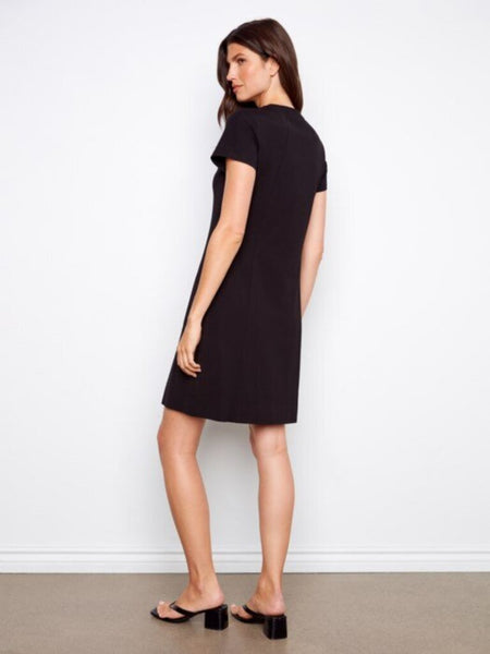 Charlie B Knee Length Short Sleeve Dress - Black