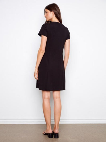 Charlie B Knee Length Short Sleeve Dress - Black