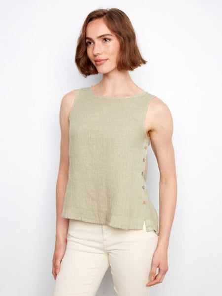 Charlie B Linen Tank Top - Sage