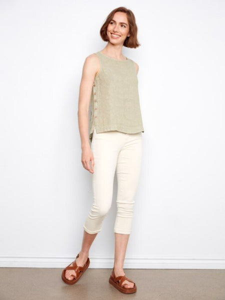 Charlie B Linen Tank Top - Sage