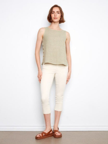 Charlie B Linen Tank Top - Sage