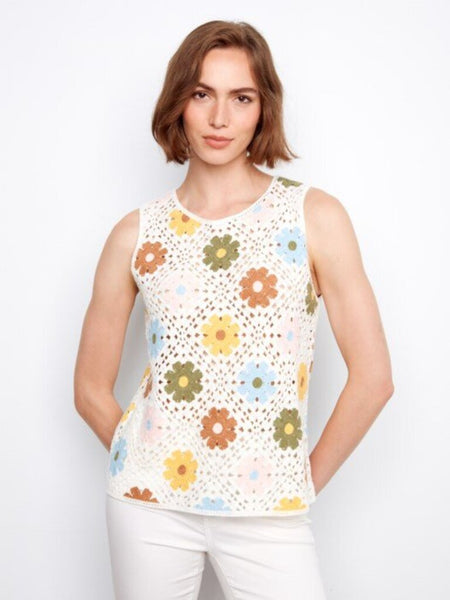 Charlie B Multicolour Floral Crochet Top
