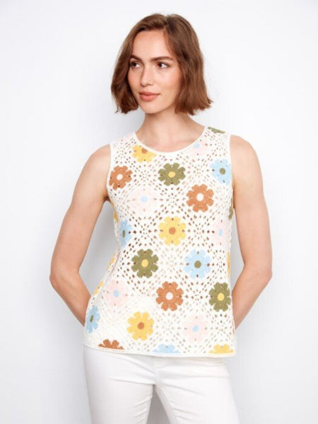 Charlie B Multicolour Floral Crochet Top
