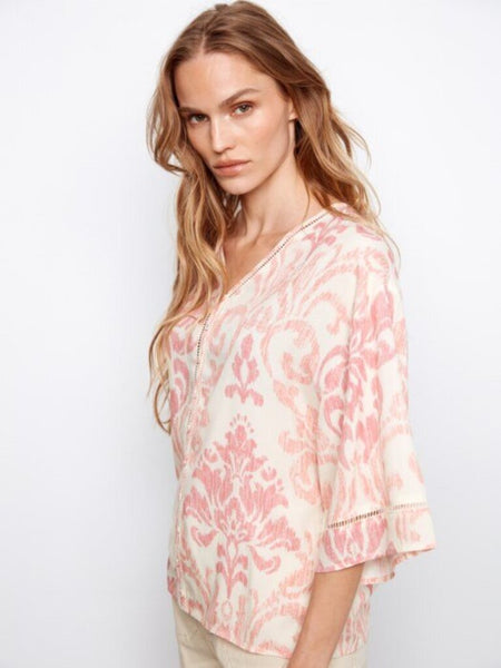 Charlie B Printed V-Neck Blouse - Evelyn