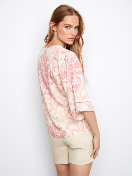 Charlie B Printed V-Neck Blouse - Evelyn