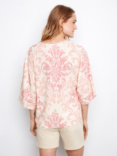 Charlie B Printed V-Neck Blouse - Evelyn