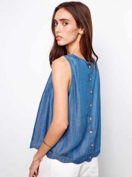Charlie B Scallop Hem Tank Top - Medium Blue