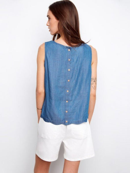 Charlie B Scallop Hem Tank Top - Medium Blue
