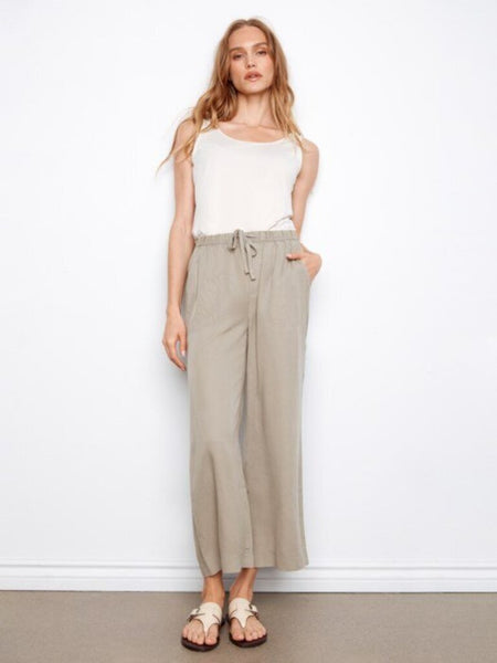 Charlie B Wide Leg Cropped Tencel Jogger Pants - Sage
