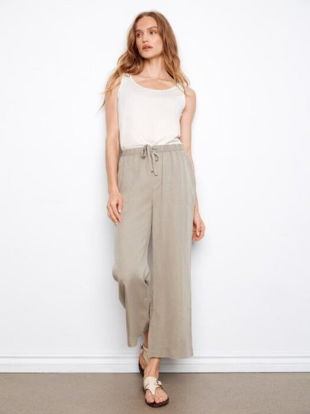 Charlie B Wide Leg Cropped Tencel Jogger Pants - Sage