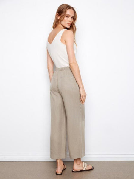 Charlie B Wide Leg Cropped Tencel Jogger Pants - Sage